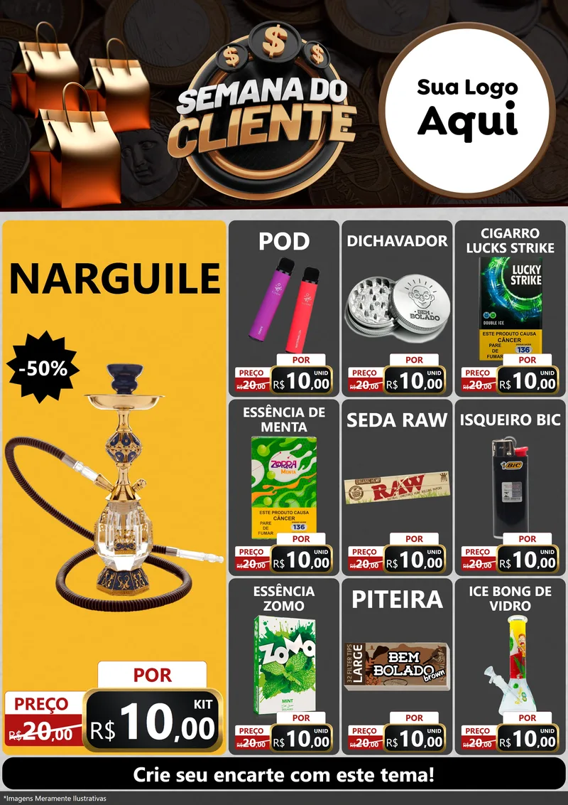 Modelo de Encarte para Encarte A4 Vertical com o tema Semana do Cliente para Tabacaria