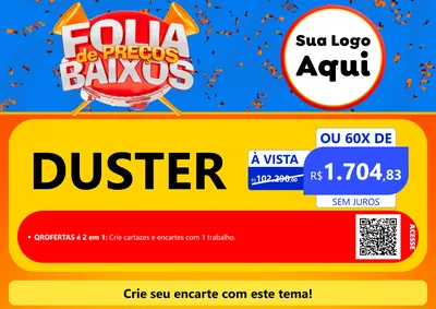 Modelo de Cartaz para Cartaz A4 Horizontal com o tema Folia de Preços Baixos para Concessionaria de Carros