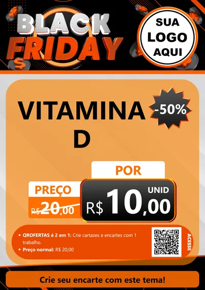 Modelo de Cartaz para Cartaz A4 Vertical com o tema Black Friday para Farmácia