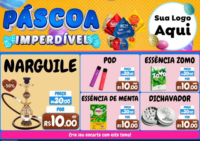 Modelo de Encarte para Encarte A4 Horizontal com o tema Páscoa Imperdível para Tabacaria