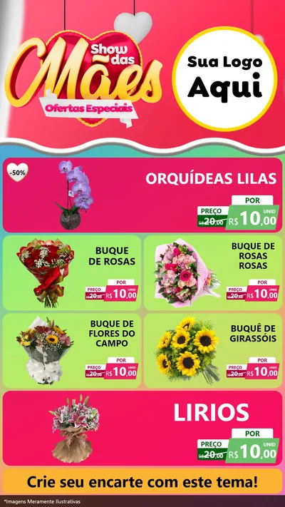 Modelo de TV para TV Vertical com o tema Show das Mães - Ofertas Especiais para Floricultura e jardim
