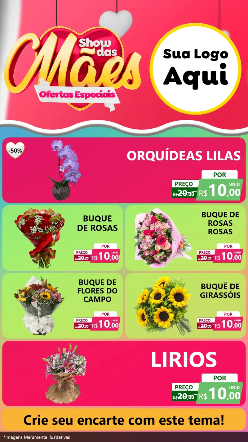 Modelo de TV para TV Vertical com o tema Show das Mães - Ofertas Especiais para Floricultura e jardim