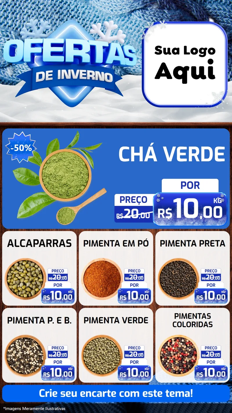 Modelo de Rede Social para Stories com o tema Ofertas de Inverno para Produtos Naturais