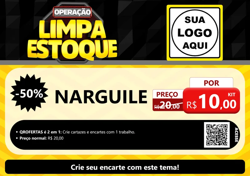 Modelo de Cartaz para Cartaz A4 Horizontal com o tema Operação Limpa Estoque para Tabacaria