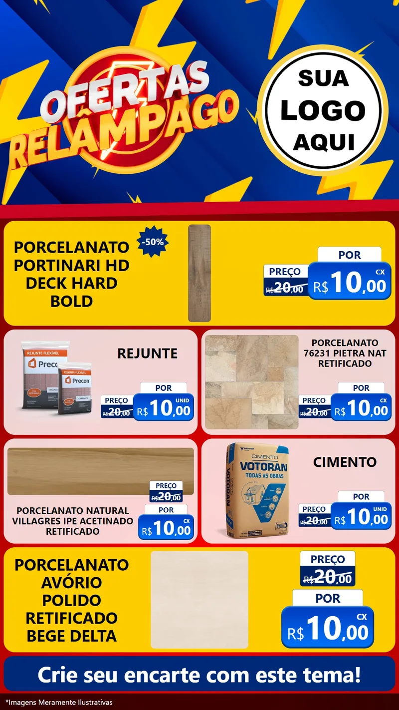 Modelo de TV para TV Vertical com o tema Ofertas Relâmpago para Pisos e revestimentos
