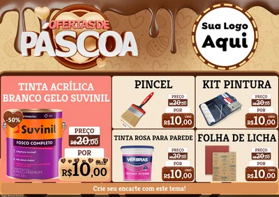 Modelo de Encarte para Encarte A4 Horizontal com o tema Ofertas de Páscoa para Tintas e Ferramentas