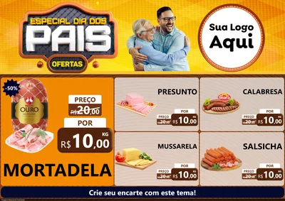 Modelo de Encarte para Encarte A4 Horizontal com o tema Especial Dia dos Pais para Frios e Laticínios