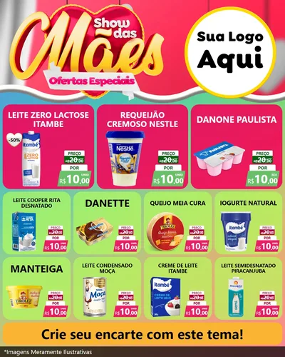 Modelo de Rede Social para Feed Instagram com o tema Show das Mães - Ofertas Especiais para Frios e Laticínios
