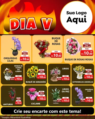 Modelo de Rede Social para Feed Instagram com o tema Dia V para Floricultura e jardim