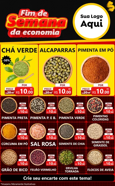 Modelo de Encarte para Encarte Grande com o tema Fim de Semana da Economia para Produtos Naturais