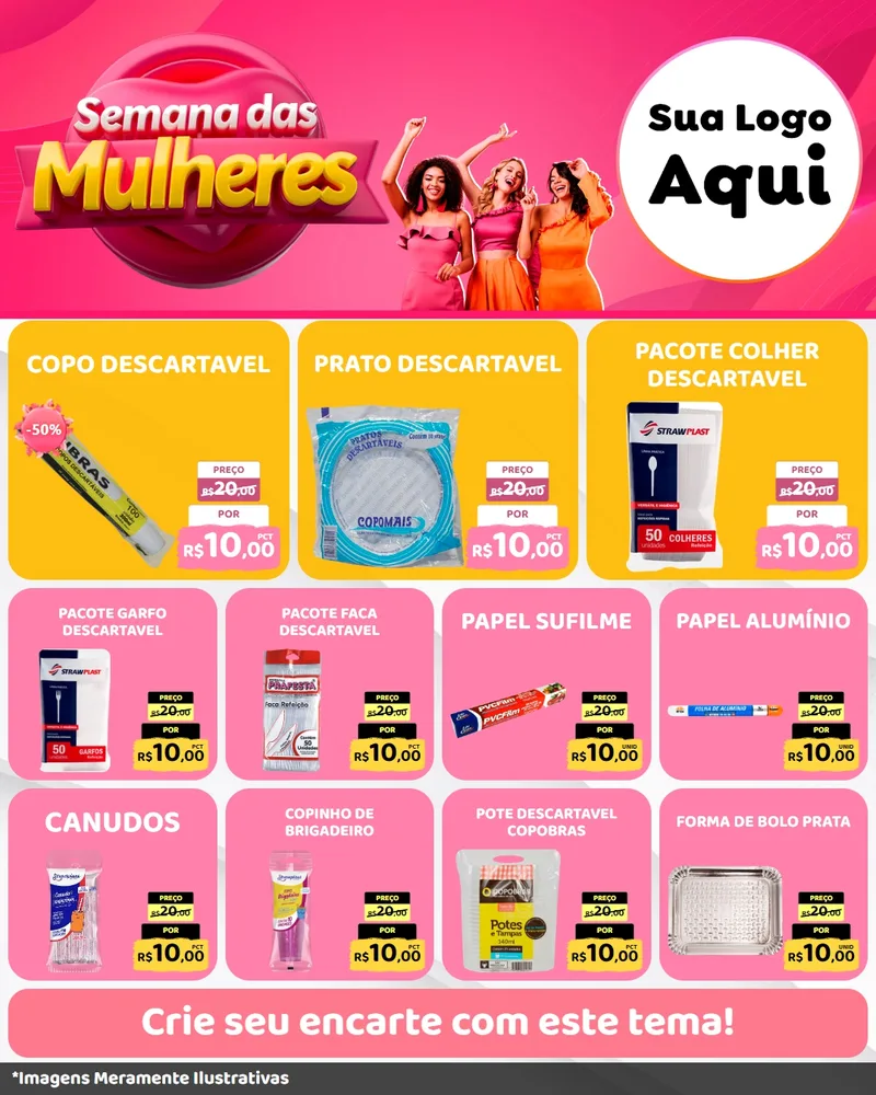 Modelo de Rede Social para Feed Instagram com o tema Semana das Mulheres para Embalagens