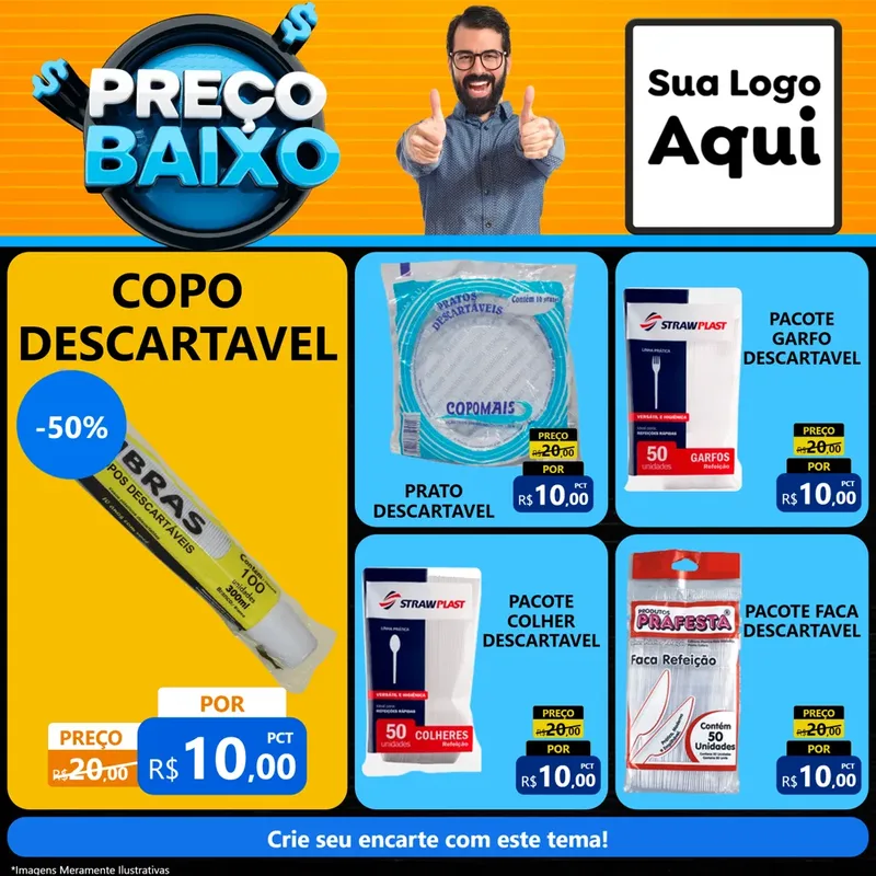 Modelo de Rede Social para Feed Facebook com o tema Preço Baixo para Embalagens