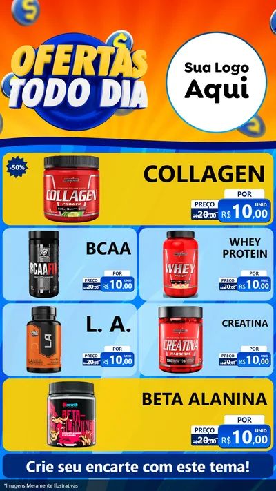 Modelo de TV para TV Vertical com o tema Ofertas Todo Dia para Suplementos alimentares