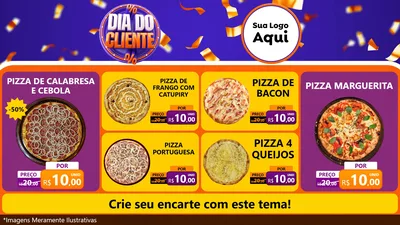 Modelo de TV para TV Horizontal com o tema Dia do Cliente para Pizzaria