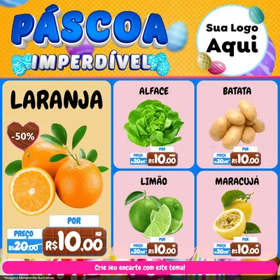 Modelo de Rede Social para Feed Facebook com o tema Páscoa Imperdível para Hortifrúti