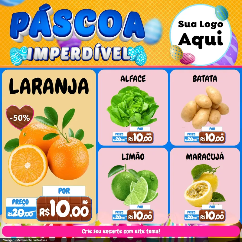 Modelo de Rede Social para Feed Facebook com o tema Páscoa Imperdível para Hortifrúti