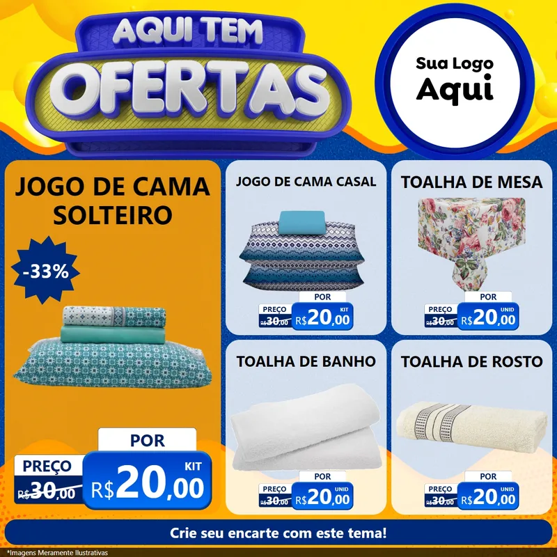 Modelo de Rede Social para Feed Facebook com o tema Aqui Tem Ofertas para Cama, Mesa e Banho