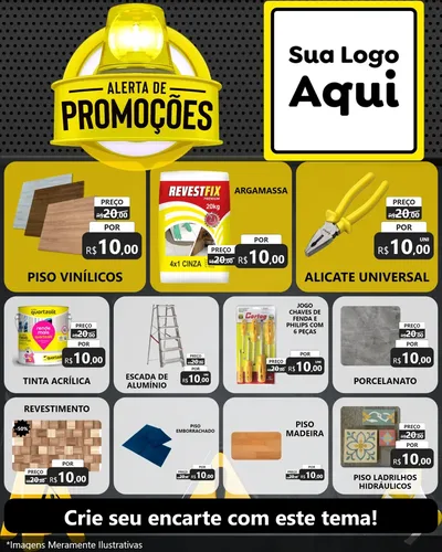 Modelo de Rede Social para Feed Instagram com o tema Alerta de Promoções para Material para Construção
