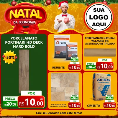 Modelo de Rede Social para Feed Facebook com o tema Natal da Economia para Pisos e revestimentos