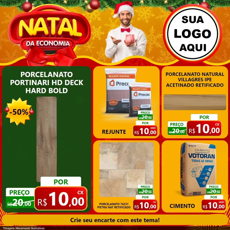 Modelo de Rede Social para Feed Facebook com o tema Natal da Economia para Pisos e revestimentos