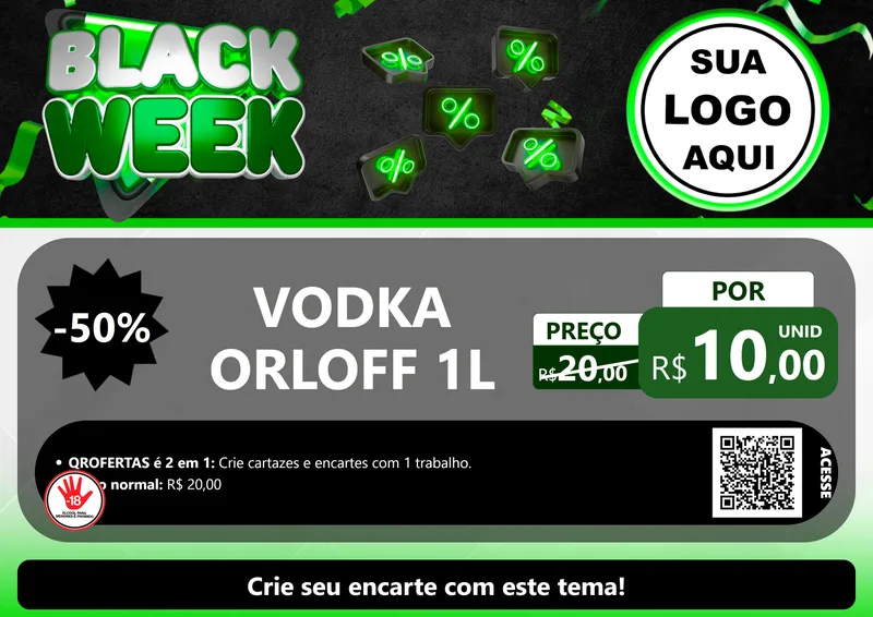 Modelo de Cartaz para Cartaz A4 Horizontal com o tema Black Week para Distribuidora de bebidas