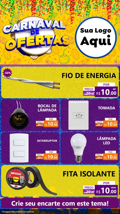 Modelo de TV para TV Vertical com o tema Carnaval de Ofertas para Materiais Elétricos