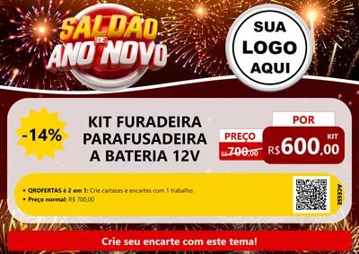 Modelo de Cartaz para Cartaz A4 Horizontal com o tema Saldão de Ano Novo para Maquinas e Ferramentas
