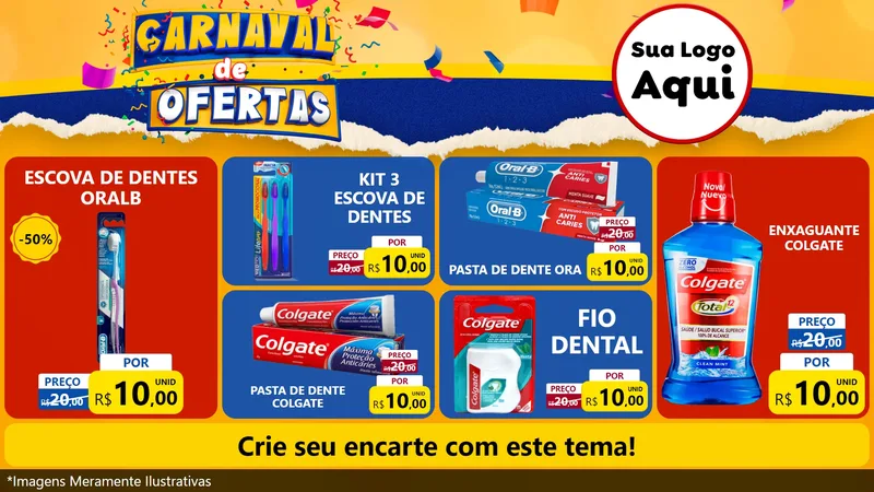Modelo de TV para TV Horizontal com o tema Carnaval de Ofertas para Higiene Pessoal