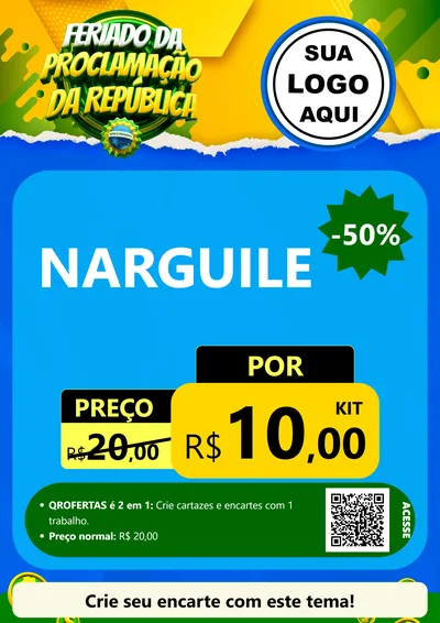 Modelo de Cartaz para Cartaz A4 Vertical com o tema Feriado da Proclamação da República para Tabacaria