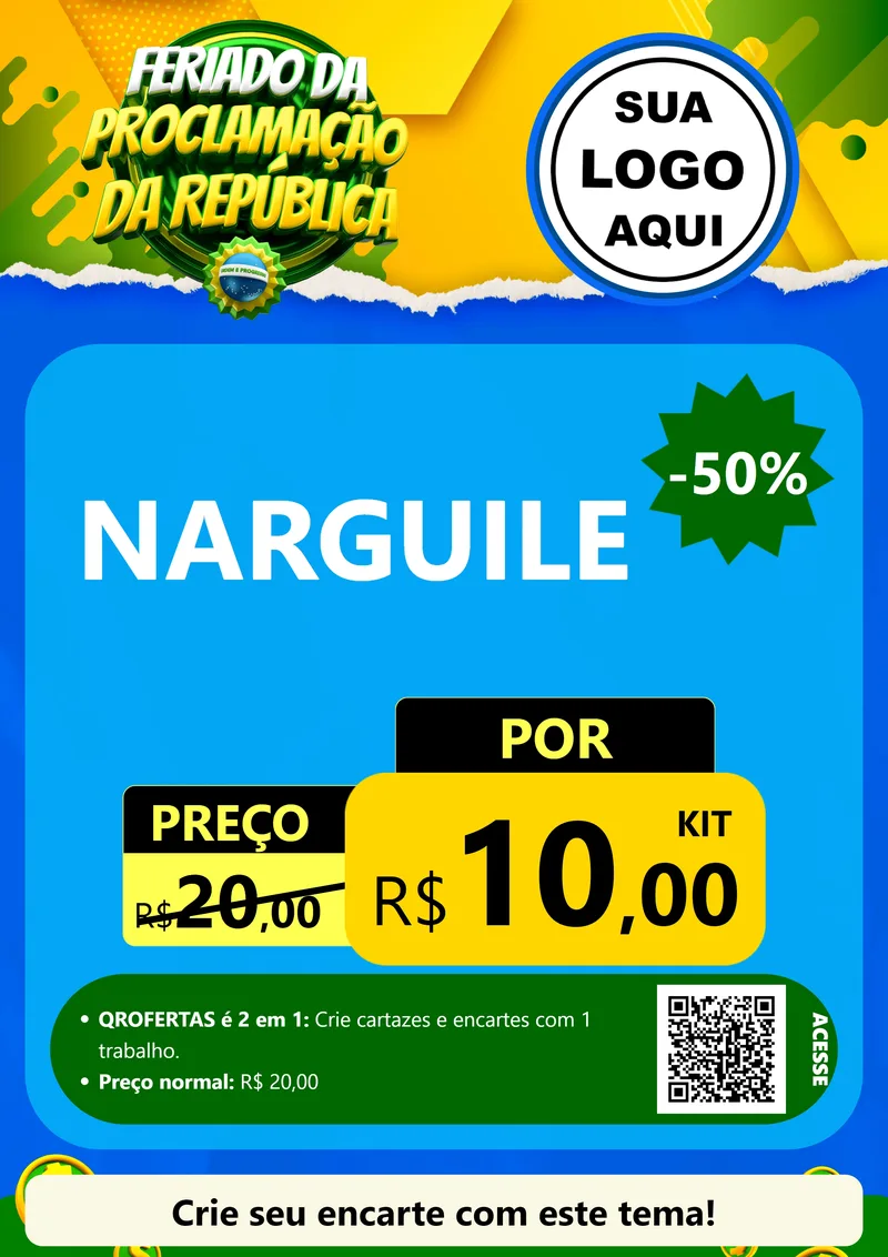 Modelo de Cartaz para Cartaz A4 Vertical com o tema Feriado da Proclamação da República para Tabacaria