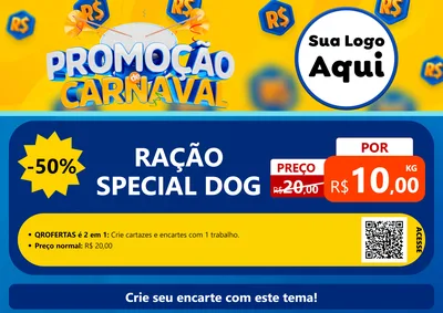 Modelo de Cartaz para Cartaz A4 Horizontal com o tema Promoção de Carnaval para Pet Shop