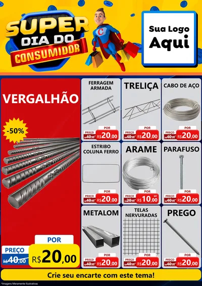 Modelo de Encarte para Encarte A4 Vertical com o tema Super Dia do Consumidor para Ferragens