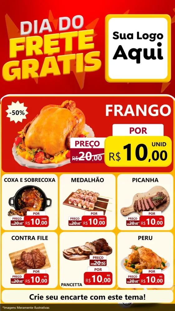 Modelo de Rede Social para Stories com o tema Dia do Frete Grátis para Assados