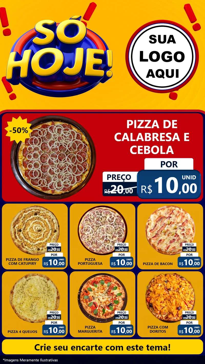 Modelo de Rede Social para Stories com o tema Só Hoje! para Pizzaria
