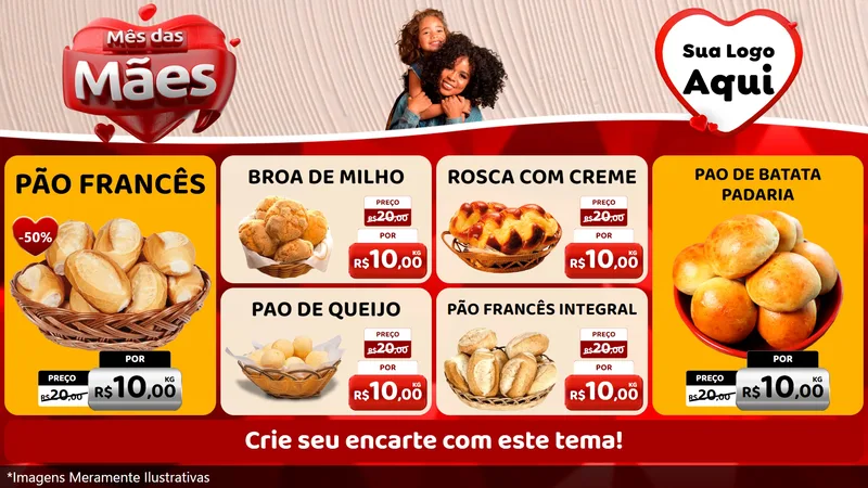Modelo de TV para TV Horizontal com o tema Mês das Mães para Padaria