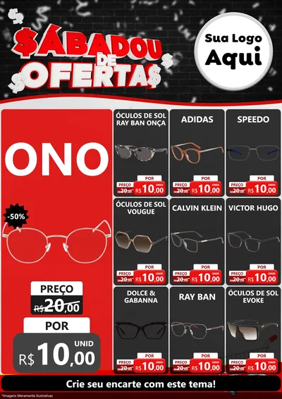 Modelo de Encarte para Encarte A4 Vertical com o tema Sabadou de Ofertas para Óticas
