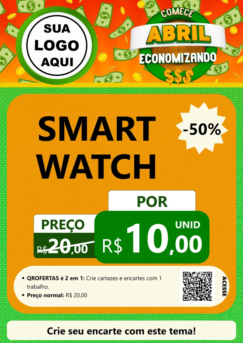 Modelo de Cartaz para Cartaz A4 Vertical com o tema Comece Abril Economizando para Informática