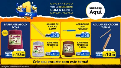 Modelo de TV para TV Horizontal com o tema Um Ano de Aniversário para Armarinho e Aviamentos