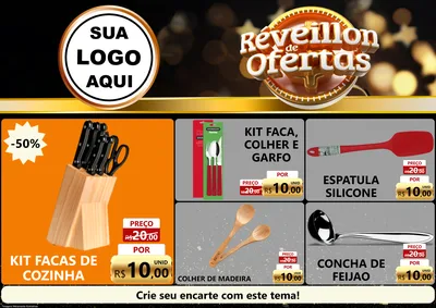 Modelo de Encarte para Encarte A4 Horizontal com o tema Réveillon de Ofertas para Utilidades Domésticas