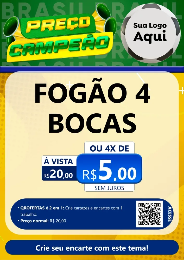 Modelo de Cartaz para Cartaz A4 Vertical com o tema Preço Campeão - Copa para Móveis e Eletro