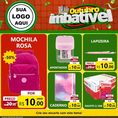 Modelo de Rede Social para Feed Facebook com o tema Outubro Imbatível para Papelaria