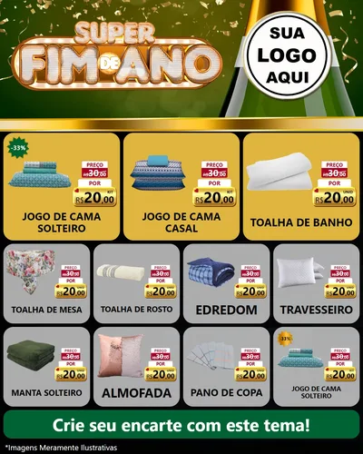 Modelo de Rede Social para Feed Instagram com o tema Super Fim de Ano para Cama, Mesa e Banho