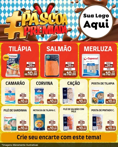 Modelo de Rede Social para Feed Instagram com o tema Páscoa Premiada para Peixaria
