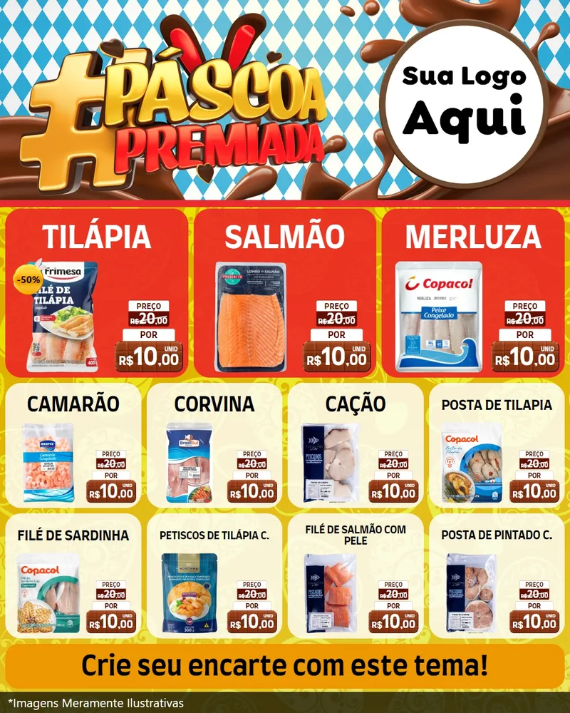 Modelo de Rede Social para Feed Instagram com o tema Páscoa Premiada para Peixaria