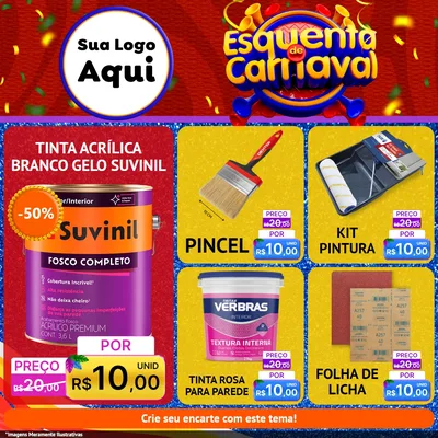 Modelo de Rede Social para Feed Facebook com o tema Esquenta de Carnaval para Tintas e Ferramentas