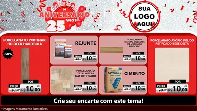 Modelo de TV para TV Horizontal com o tema Promoção de Aniversário - 25Anos para Pisos e revestimentos