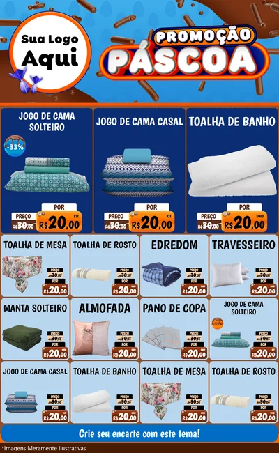 Modelo de Encarte para Encarte Grande com o tema Promoção Páscoa para Cama, Mesa e Banho