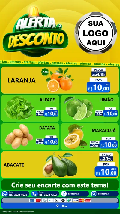 Modelo de TV para TV Vertical com o tema Alerta de Desconto para Hortifrúti