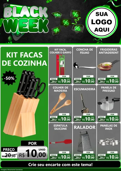 Modelo de Encarte para Encarte A4 Vertical com o tema Black Week para Utilidades Domésticas