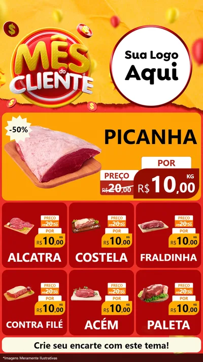 Modelo de Rede Social para Stories com o tema Mês do Cliente para Açougue
